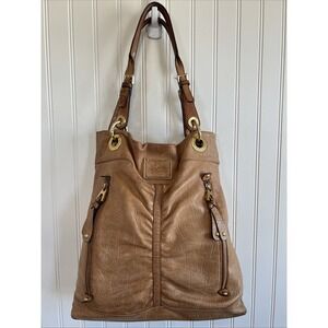 B Makowsky Camel Handbag Purse Animal Print Leather VTG Y2K